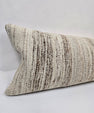 Turkish Lumbar Rug Pillow Cream Brown Cushion Cover Hemp Pillow 14" x 40" #9436