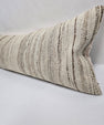 Turkish Lumbar Rug Pillow Cream Brown Cushion Cover Hemp Pillow 14" x 40" #9436