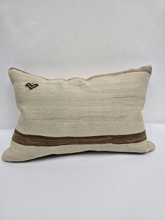 Turkish Hemp Pillow Cushion Natural Cream Brown Pillow Cushion Cover 16" x 24" #9125