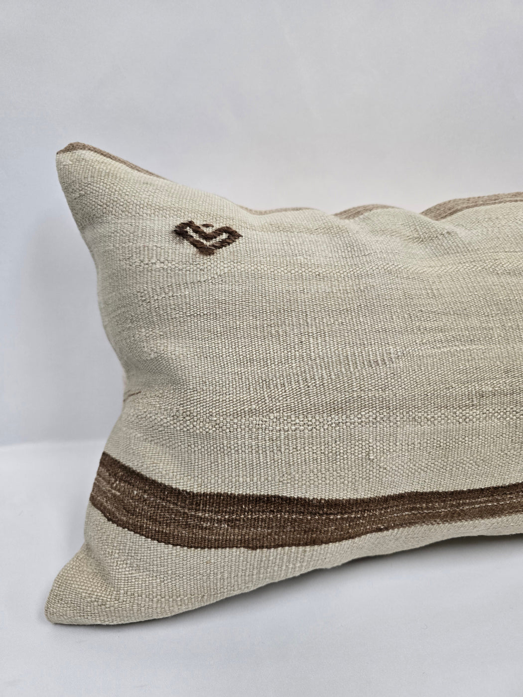 Turkish Hemp Pillow Cushion Natural Cream Brown Pillow Cushion Cover 16" x 24" #9125