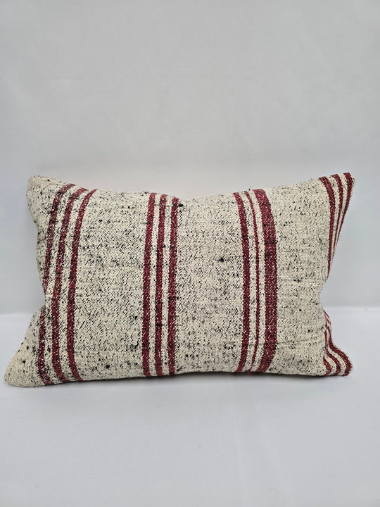 Turkish Hemp Pillow Cushion Natural Cream Black Pillow Cushion Cover 16" x 24" #9124