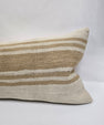 Turkish Lumbar Rug Pillow Cream Beige Cushion Cover Hemp Pillow 14" x 40" #9434