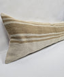Turkish Lumbar Rug Pillow Cream Beige Cushion Cover Hemp Pillow 14" x 40" #9434
