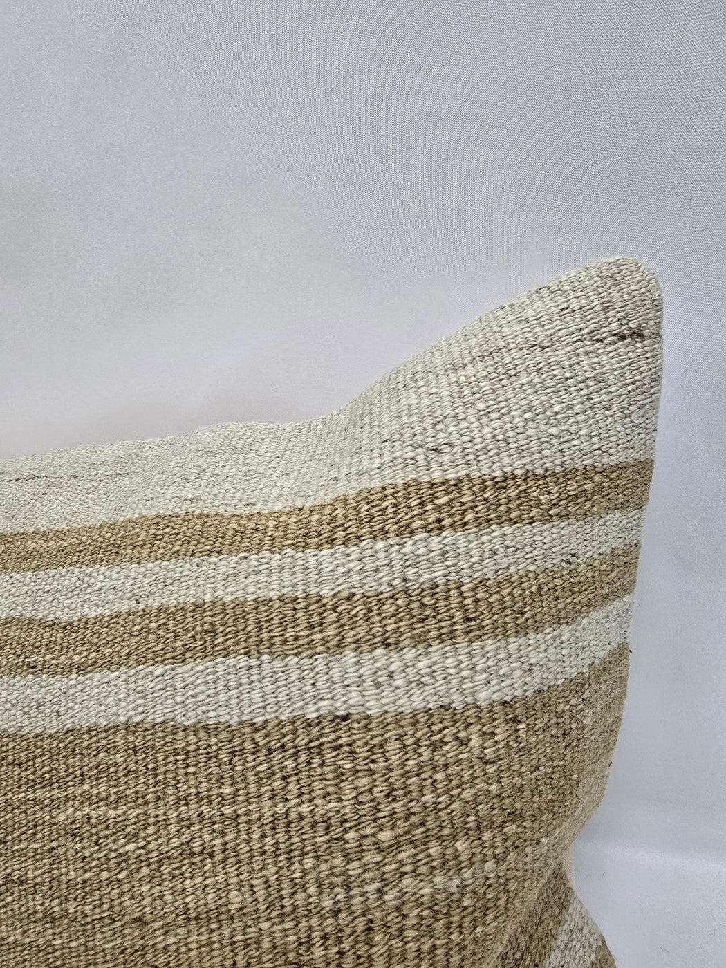 Turkish Lumbar Rug Pillow Cream Beige Cushion Cover Hemp Pillow 14" x 40" #9434