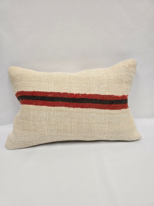 Turkish Hemp Pillow Cushion Natural Cream Red Brown Pillow Cushion Cover 16" x 24" #9123