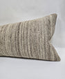 Turkish Lumbar Rug Pillow Cream Brown Taupe Cushion Cover Hemp Pillow 14" x 40" #9518