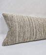 Turkish Lumbar Rug Pillow Cream Brown Taupe Cushion Cover Hemp Pillow 14" x 40" #9518