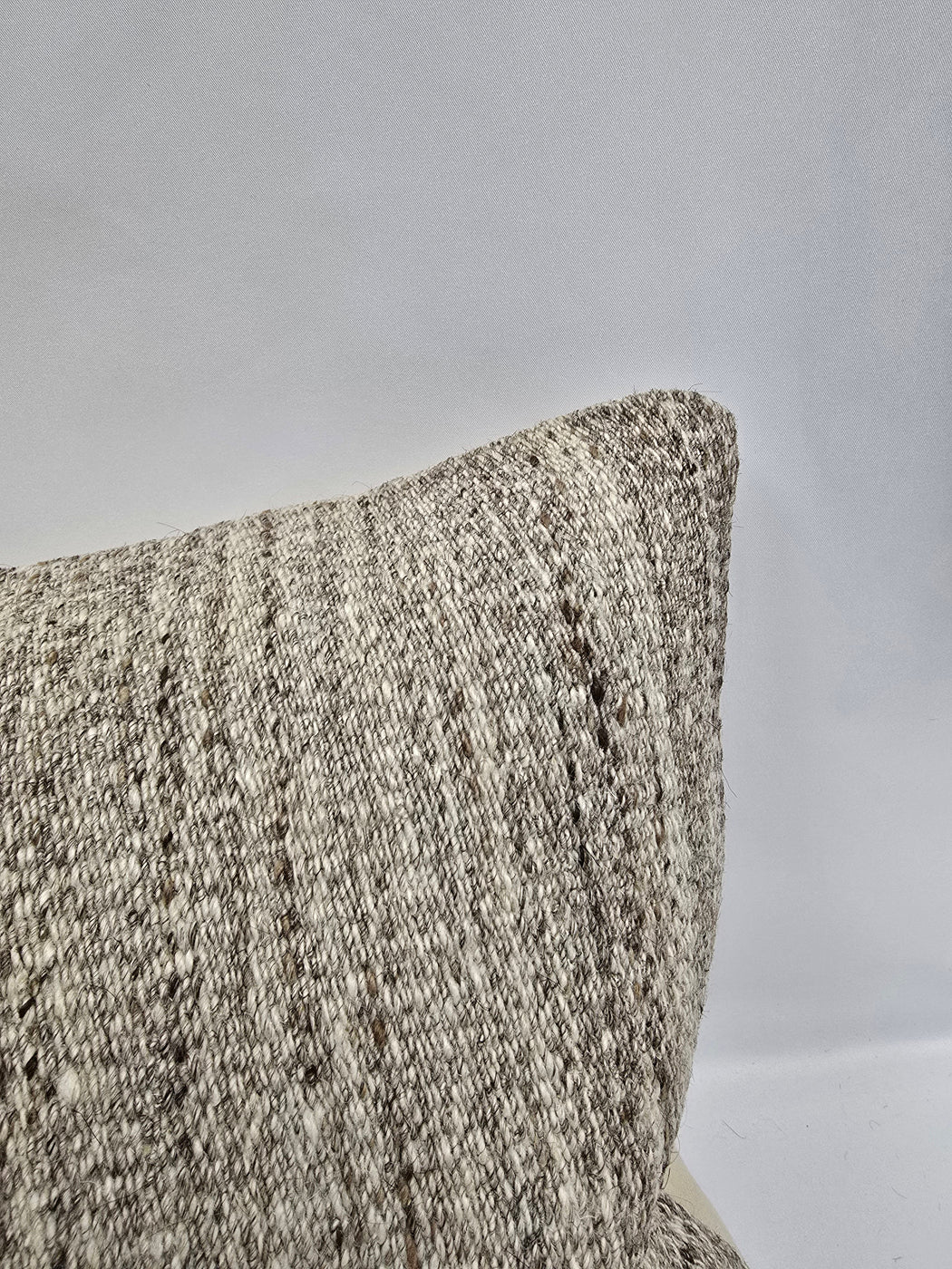 Turkish Lumbar Rug Pillow Cream Brown Taupe Cushion Cover Hemp Pillow 14" x 40" #9518