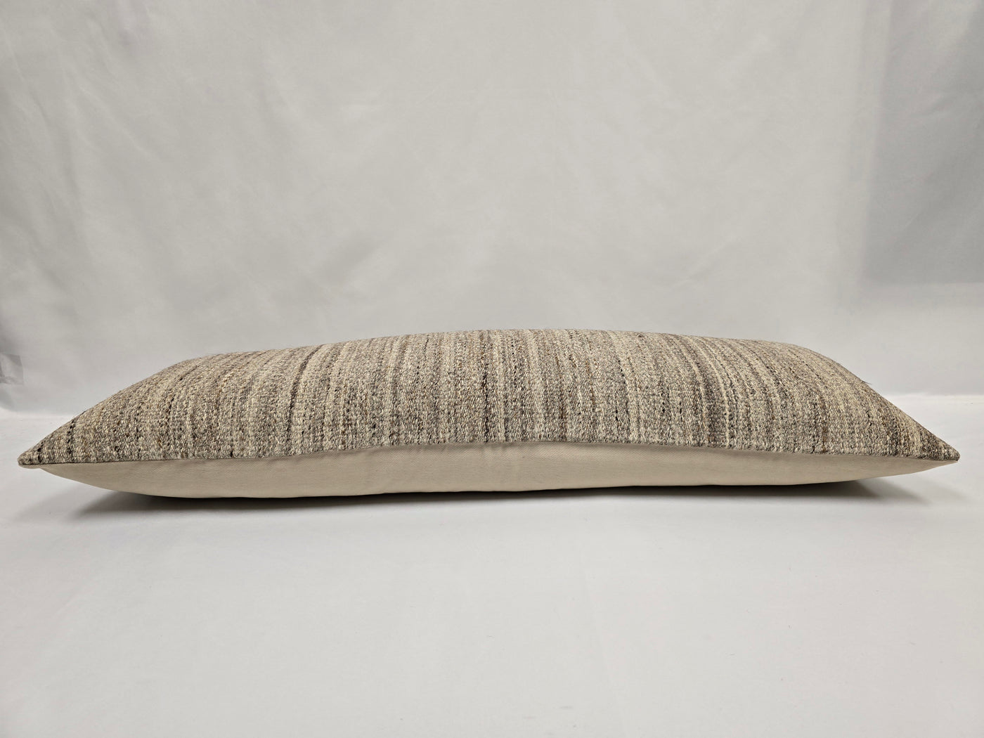 Turkish Lumbar Rug Pillow Cream Brown Taupe Cushion Cover Hemp Pillow 14" x 40" #9518