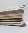 Turkish Lumbar Rug Pillow Cream Brown Gray Cushion Cover Hemp Pillow 14" x 40" #9440
