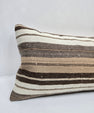 Turkish Lumbar Rug Pillow Cream Brown Gray Cushion Cover Hemp Pillow 14" x 40" #9440