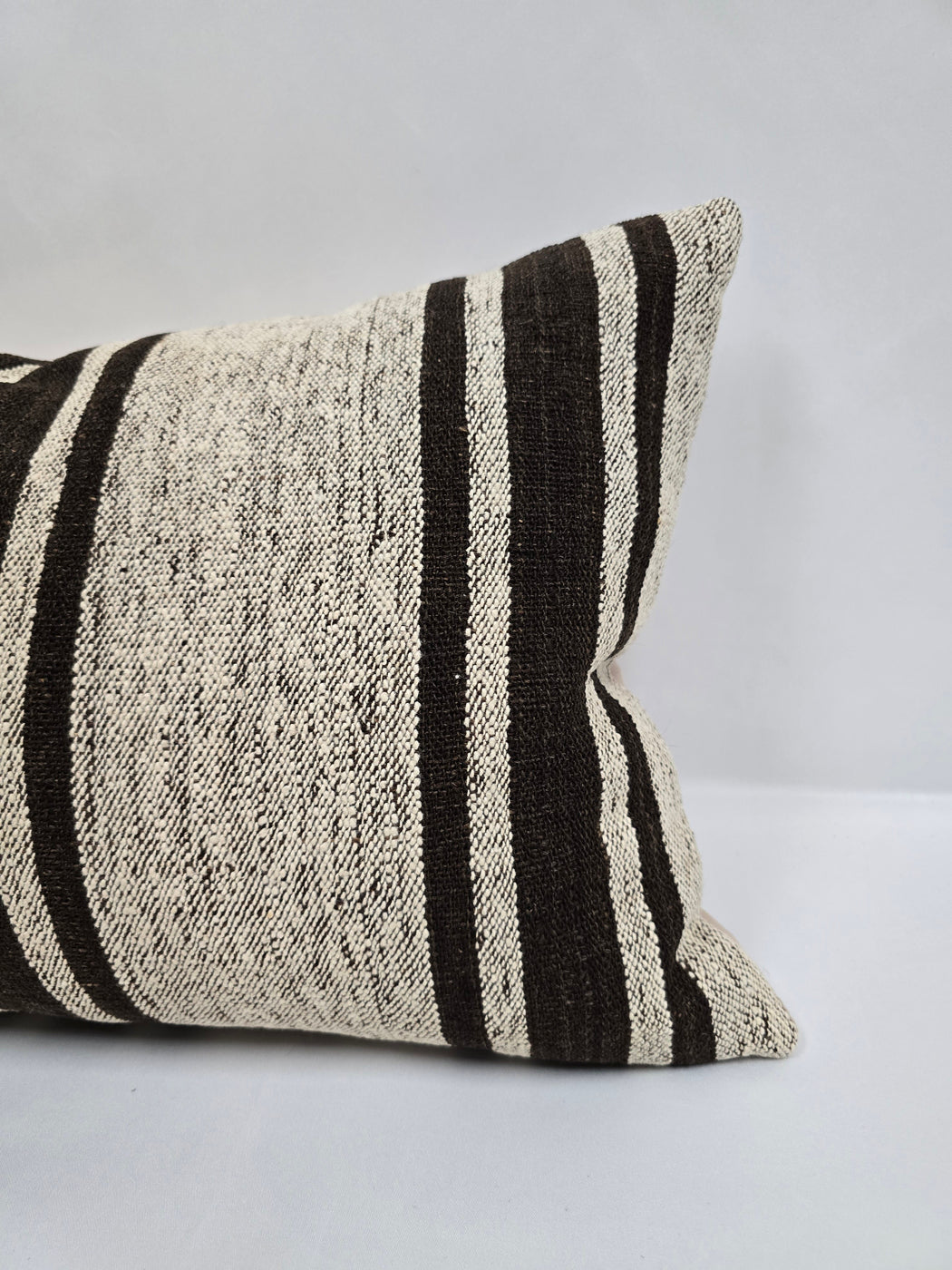 Turkish Hemp Pillow Cushion Natural Cream Black Pillow Cushion Cover 16" x 24" #9119