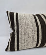 Turkish Hemp Pillow Cushion Natural Cream Black Pillow Cushion Cover 16" x 24" #9119