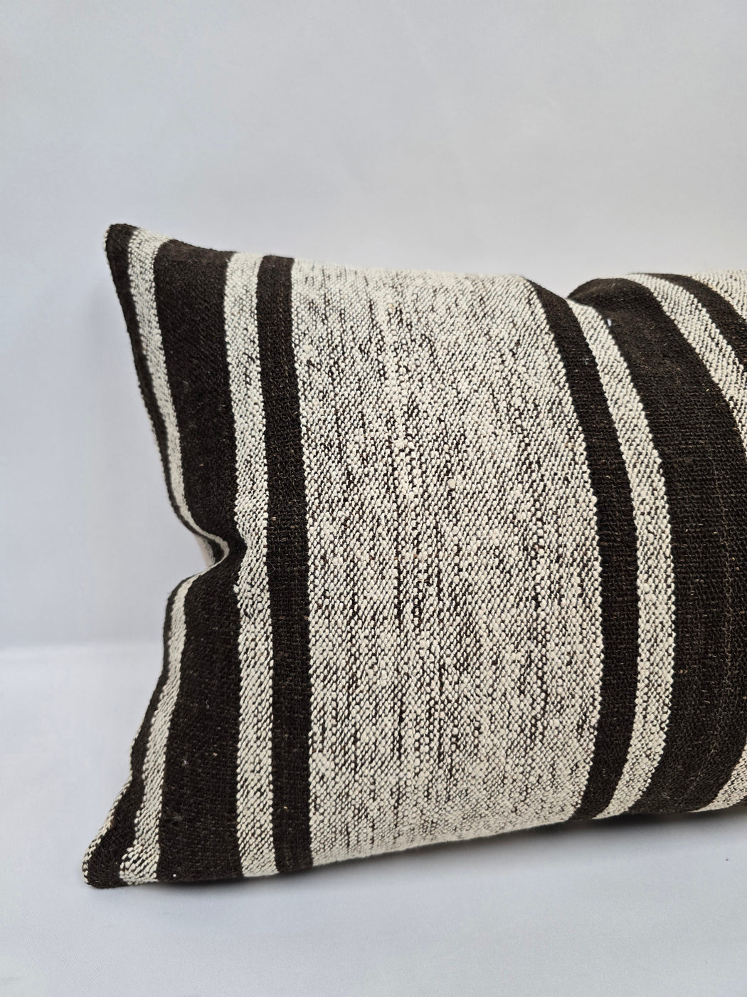 Turkish Hemp Pillow Cushion Natural Cream Black Pillow Cushion Cover 16" x 24" #9119