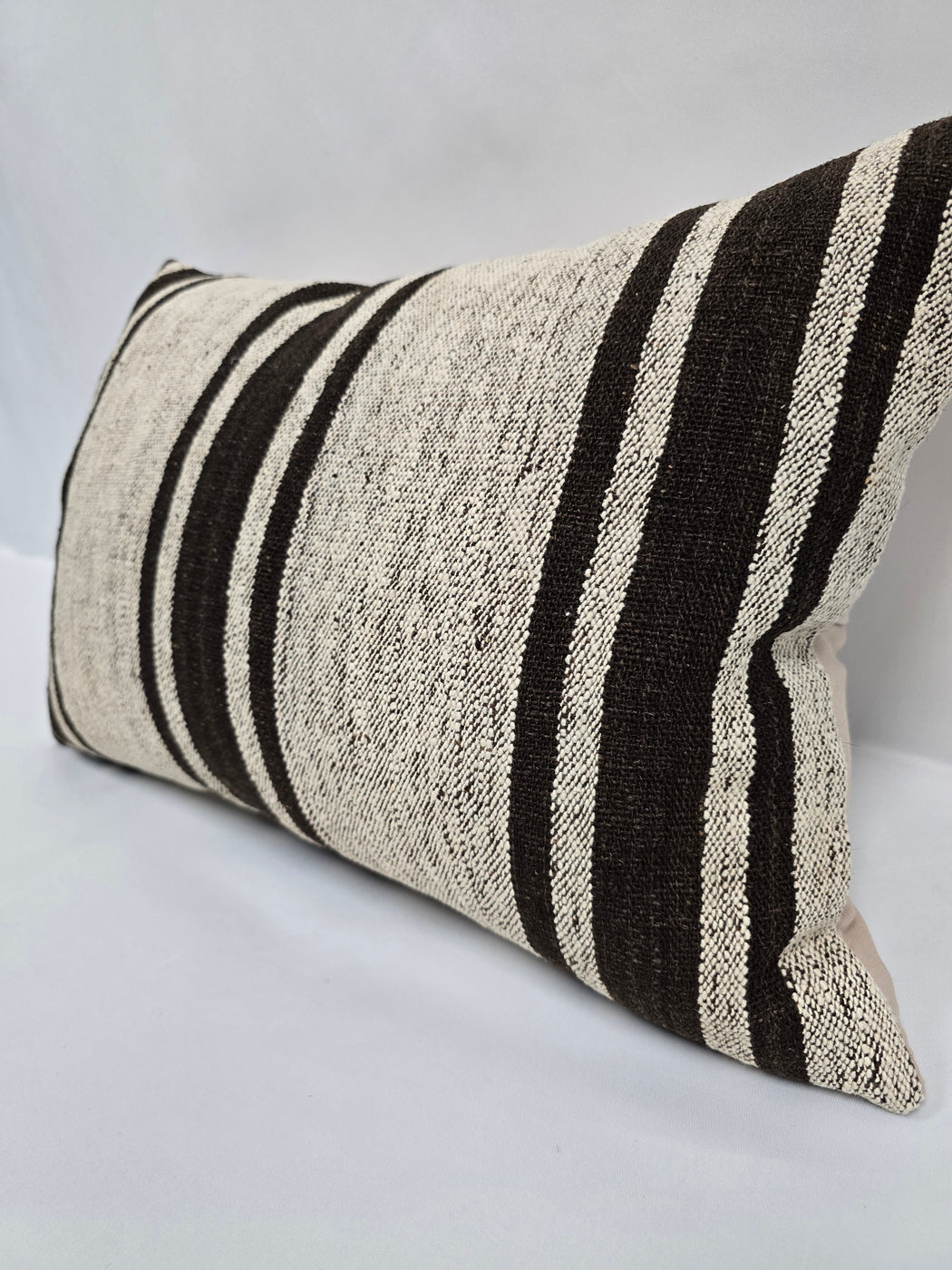 Turkish Hemp Pillow Cushion Natural Cream Black Pillow Cushion Cover 16" x 24" #9119