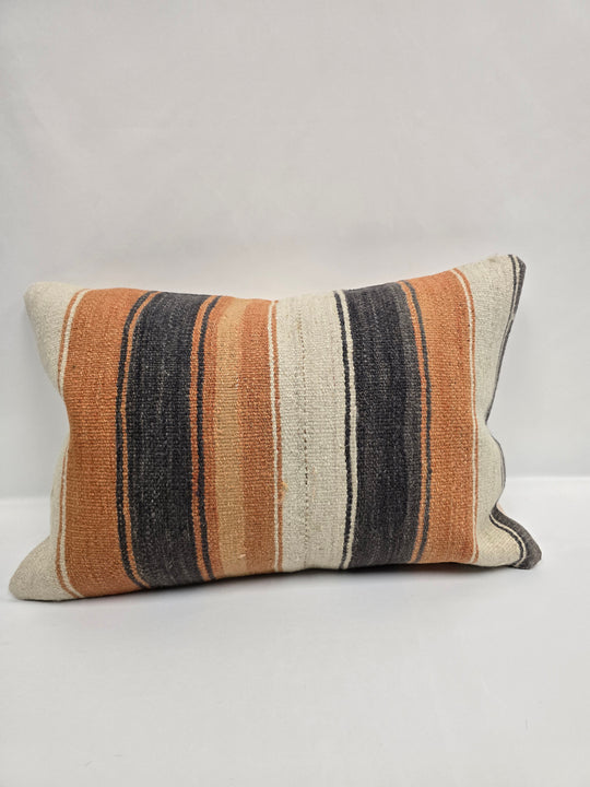 Turkish Hemp Pillow Cushion Natural Cream Orange Pillow Cushion Cover 16" x 24" #9130