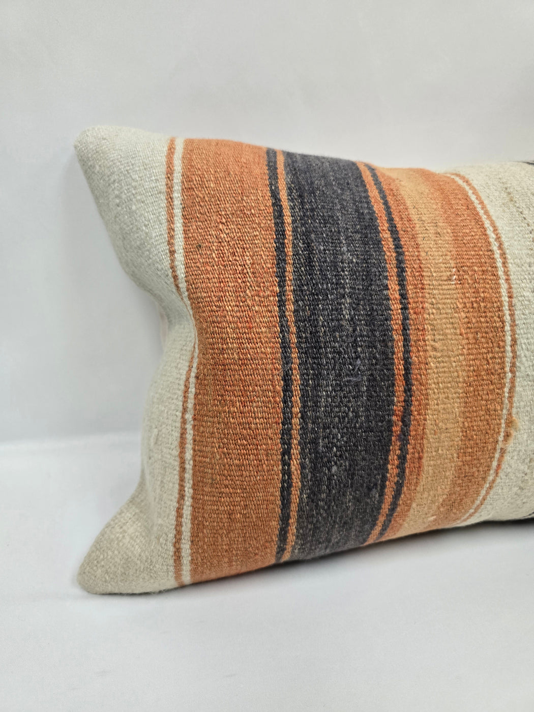 Turkish Hemp Pillow Cushion Natural Cream Orange Pillow Cushion Cover 16" x 24" #9130