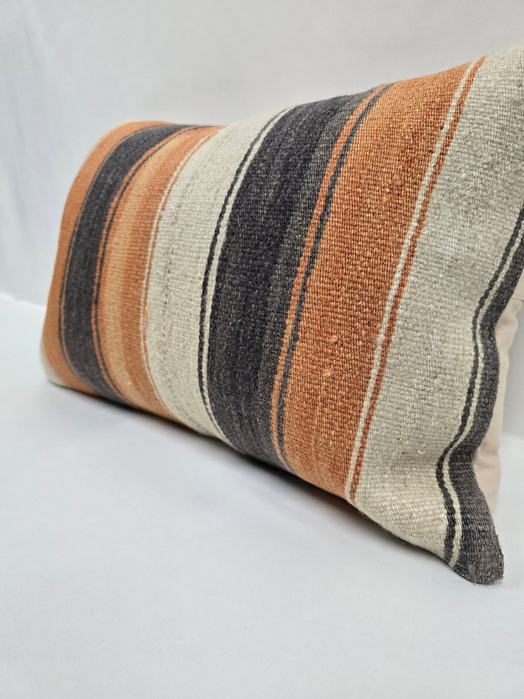 Turkish Hemp Pillow Cushion Natural Cream Orange Pillow Cushion Cover 16" x 24" #9130