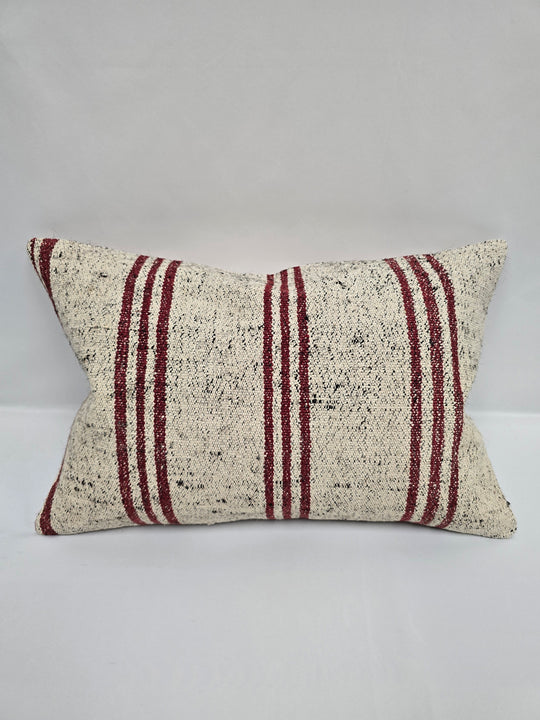 Turkish Hemp Pillow Cushion Natural Cream Black Pillow Cushion Cover 16" x 24" #9117