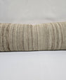 Turkish Lumbar Rug Pillow Cream Brown Cushion Cover Hemp Pillow 14" x 40" #9513