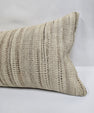 Turkish Lumbar Rug Pillow Cream Brown Cushion Cover Hemp Pillow 14" x 40" #9513