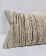 Turkish Lumbar Rug Pillow Cream Brown Cushion Cover Hemp Pillow 14" x 40" #9513