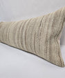 Turkish Lumbar Rug Pillow Cream Brown Cushion Cover Hemp Pillow 14" x 40" #9513