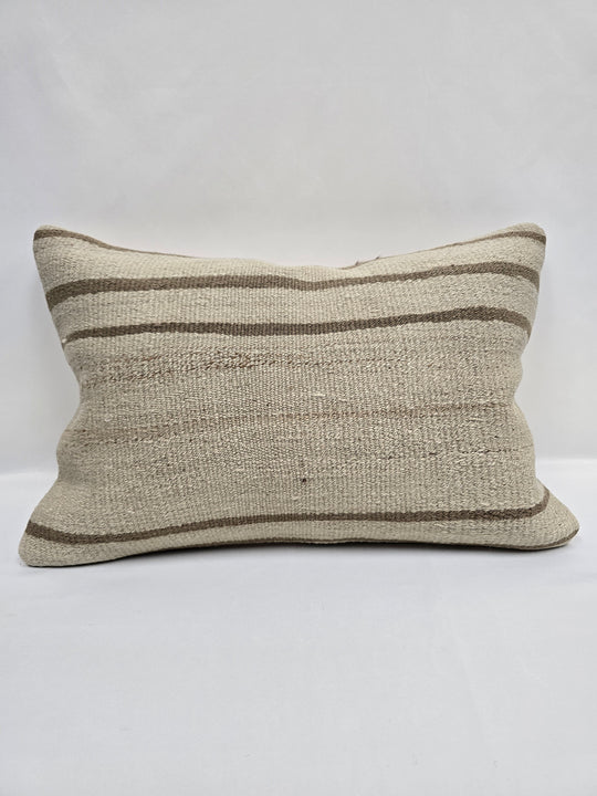 Turkish Hemp Pillow Cushion Natural Cream Brown Pillow Cushion Cover 16" x 24" #9116