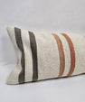 Turkish Lumbar Rug Pillow Cream Brown Cushion Cover Hemp Pillow 14" x 40" #9511