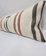 Turkish Lumbar Rug Pillow Cream Brown Cushion Cover Hemp Pillow 14" x 40" #9511