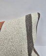 Turkish Lumbar Rug Pillow Cream Brown Cushion Cover Hemp Pillow 14" x 40" #9511