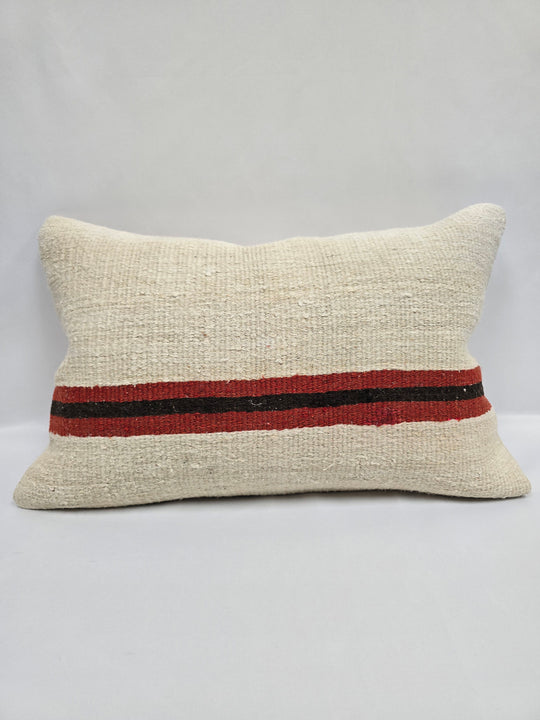 Turkish Hemp Pillow Cushion Natural Cream Black Red Pillow Cushion Cover 16" x 24" #9115