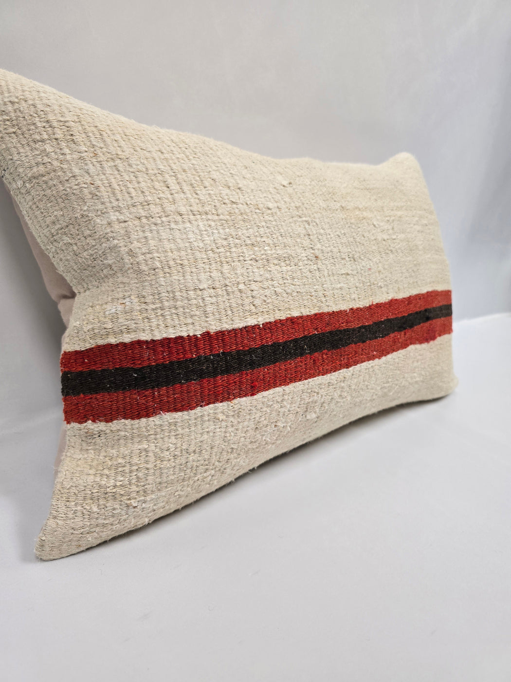 Turkish Hemp Pillow Cushion Natural Cream Black Red Pillow Cushion Cover 16" x 24" #9115