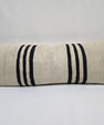 Turkish Lumbar Rug Pillow Cream Black Cushion Cover Hemp Pillow 14" x 40" #9512