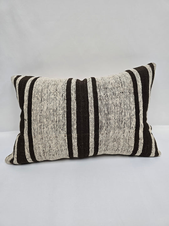 Turkish Hemp Pillow Cushion Natural Cream Black Pillow Cushion Cover 16" x 24" #9114