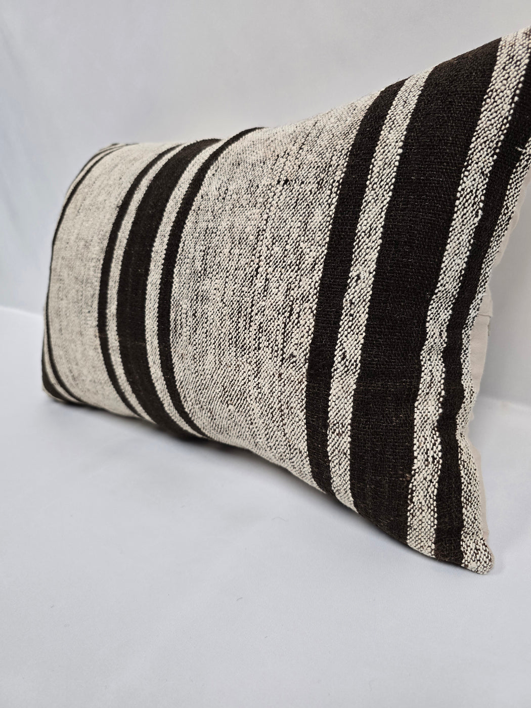 Turkish Hemp Pillow Cushion Natural Cream Black Pillow Cushion Cover 16" x 24" #9114