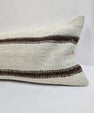 Turkish Lumbar Rug Pillow Cream Brown Cushion Cover Hemp Pillow 14" x 40" #9507