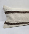 Turkish Lumbar Rug Pillow Cream Brown Cushion Cover Hemp Pillow 14" x 40" #9507