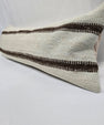Turkish Lumbar Rug Pillow Cream Brown Cushion Cover Hemp Pillow 14" x 40" #9507