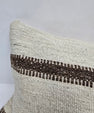 Turkish Lumbar Rug Pillow Cream Brown Cushion Cover Hemp Pillow 14" x 40" #9507