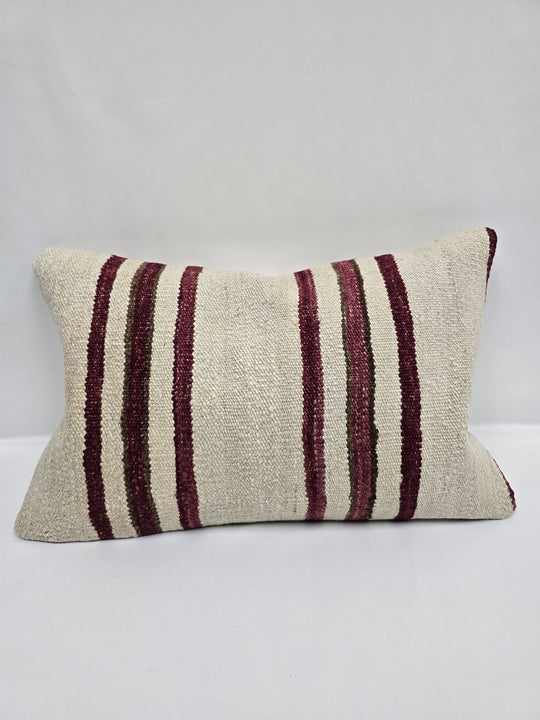 Turkish Hemp Pillow Cushion Natural Cream Black Pillow Cushion Cover 16" x 24" #9112