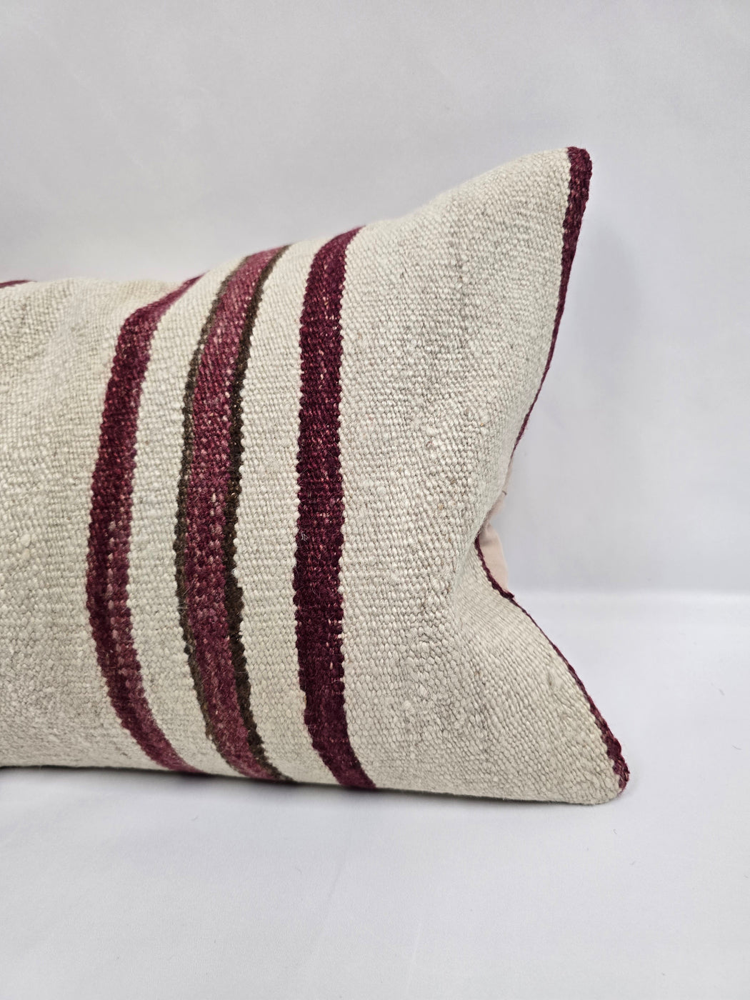 Turkish Hemp Pillow Cushion Natural Cream Black Pillow Cushion Cover 16" x 24" #9112