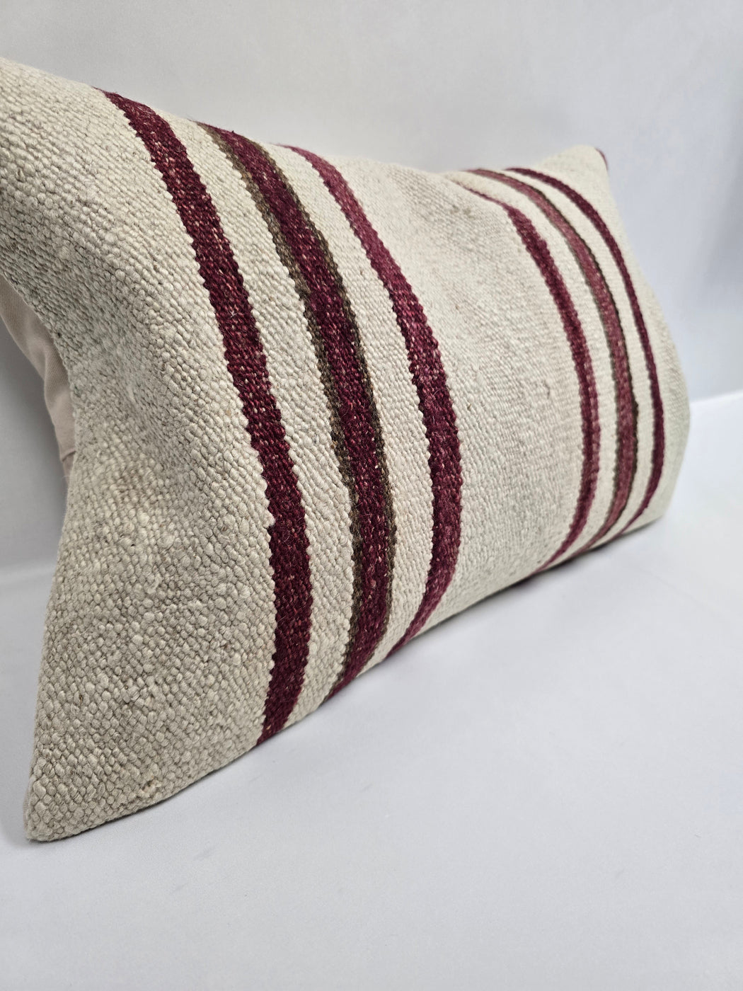 Turkish Hemp Pillow Cushion Natural Cream Black Pillow Cushion Cover 16" x 24" #9112