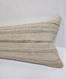 Turkish Lumbar Rug Pillow Cream Cushion Cover Hemp Pillow 14" x 40" #9506