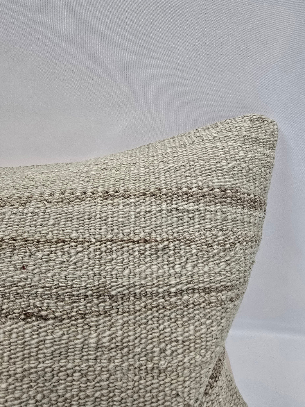 Turkish Lumbar Rug Pillow Cream Cushion Cover Hemp Pillow 14" x 40" #9506