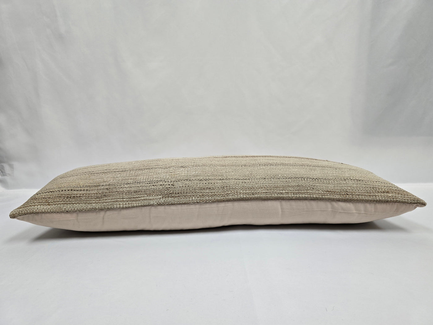 Turkish Lumbar Rug Pillow Cream Cushion Cover Hemp Pillow 14" x 40" #9506