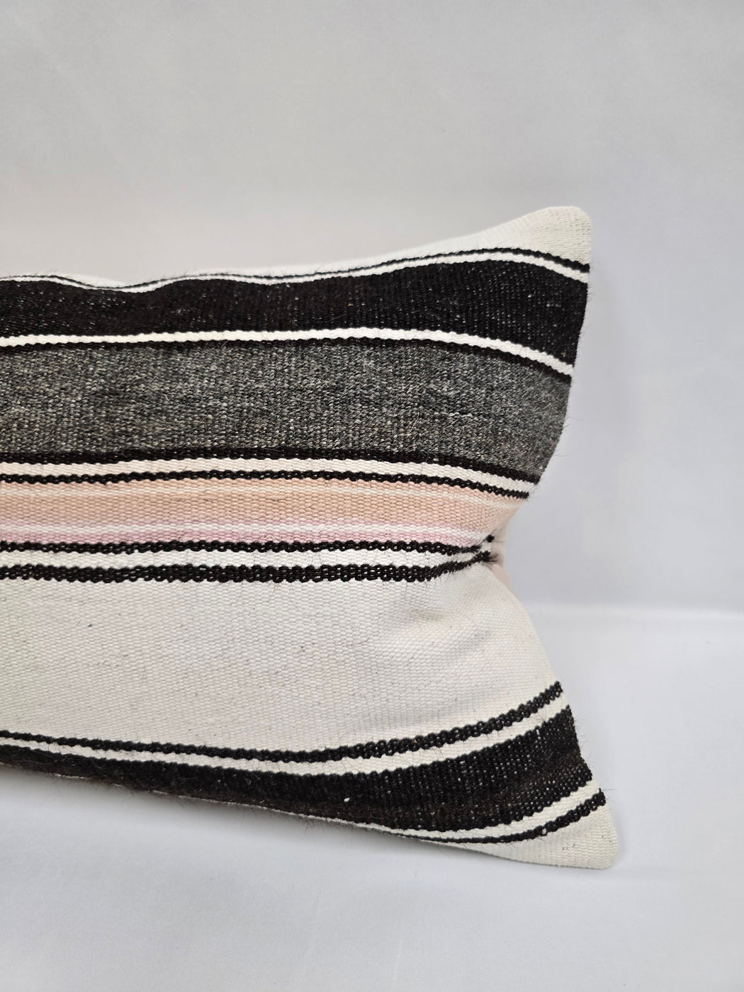 Turkish Hemp Pillow Cushion Natural Cream Black Gray Pillow Cushion Cover 16" x 24" #9118