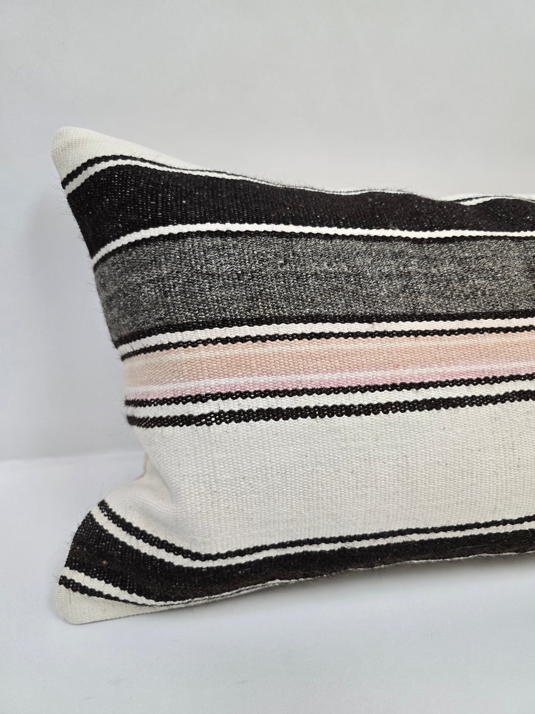 Turkish Hemp Pillow Cushion Natural Cream Black Gray Pillow Cushion Cover 16" x 24" #9118