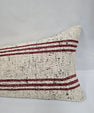 Turkish Lumbar Rug Pillow Cream Black Cushion Cover Hemp Pillow 14" x 40" #9509