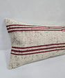 Turkish Lumbar Rug Pillow Cream Black Cushion Cover Hemp Pillow 14" x 40" #9509